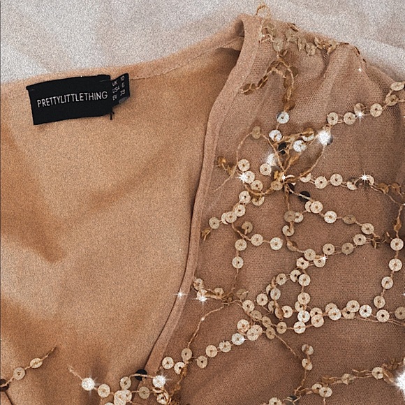 Gold Sequined V-Neck Dress | Size 6 - Picture 3 of 3